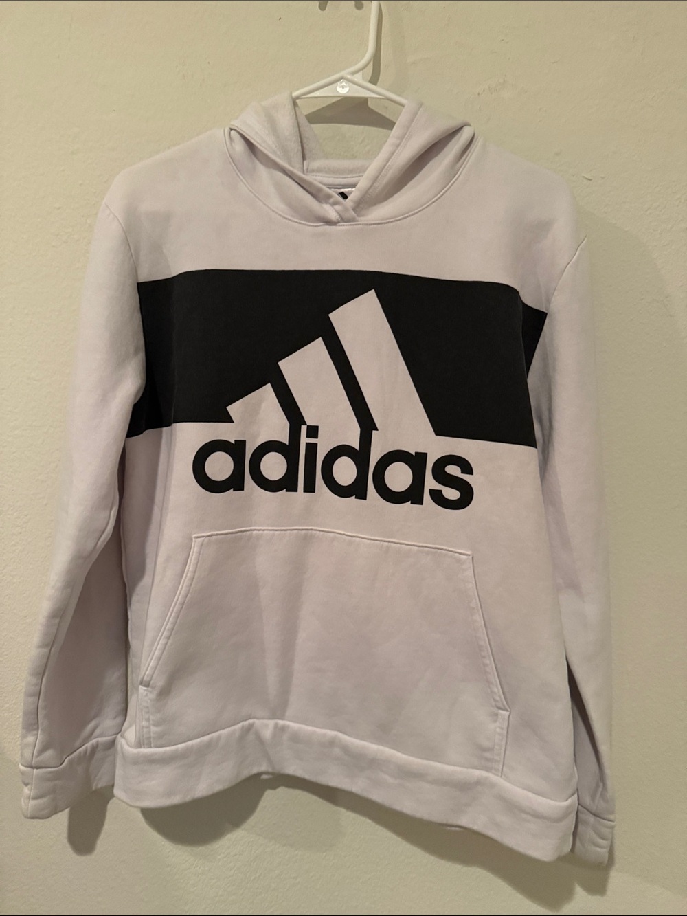 adidas White Hoodie with Black Chest Logo
